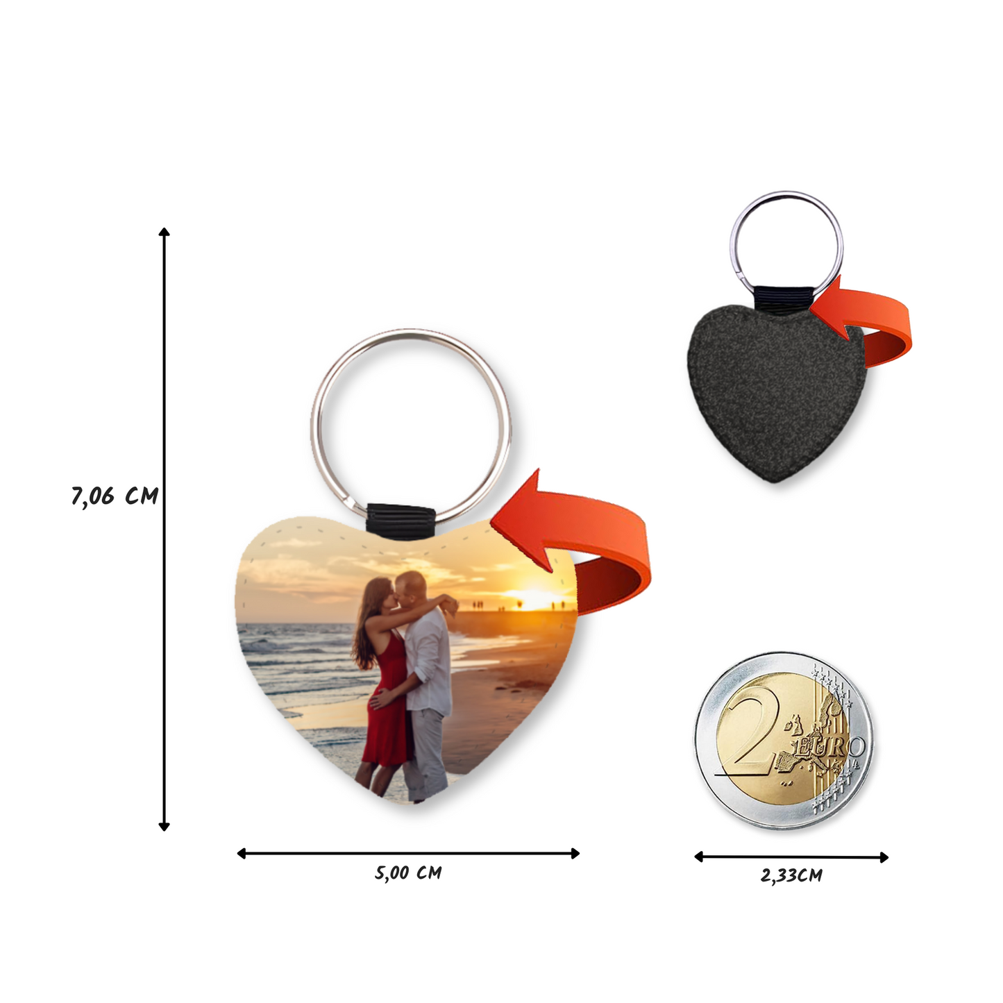 Personalisierter Schlüsselanhänger | Glitzerherz | Schwarz