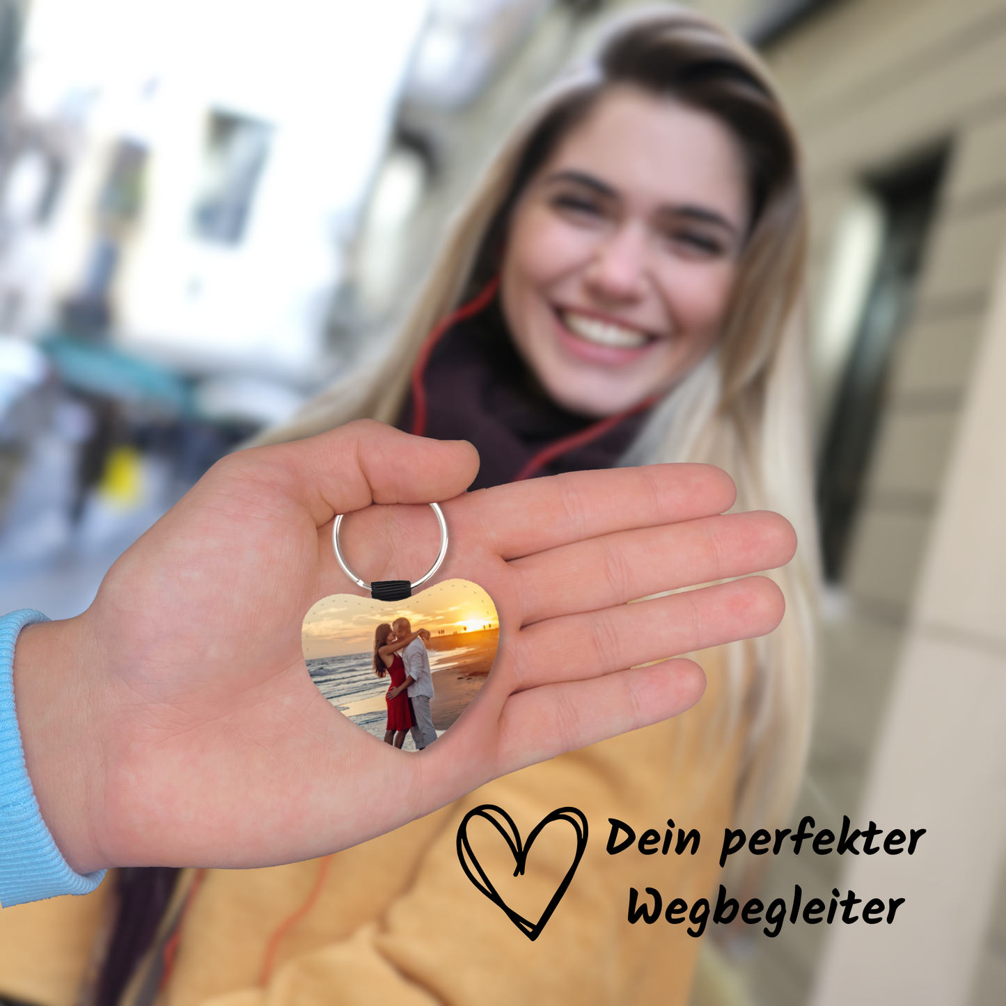 Personalisierter Schlüsselanhänger | Glitzerherz | Schwarz