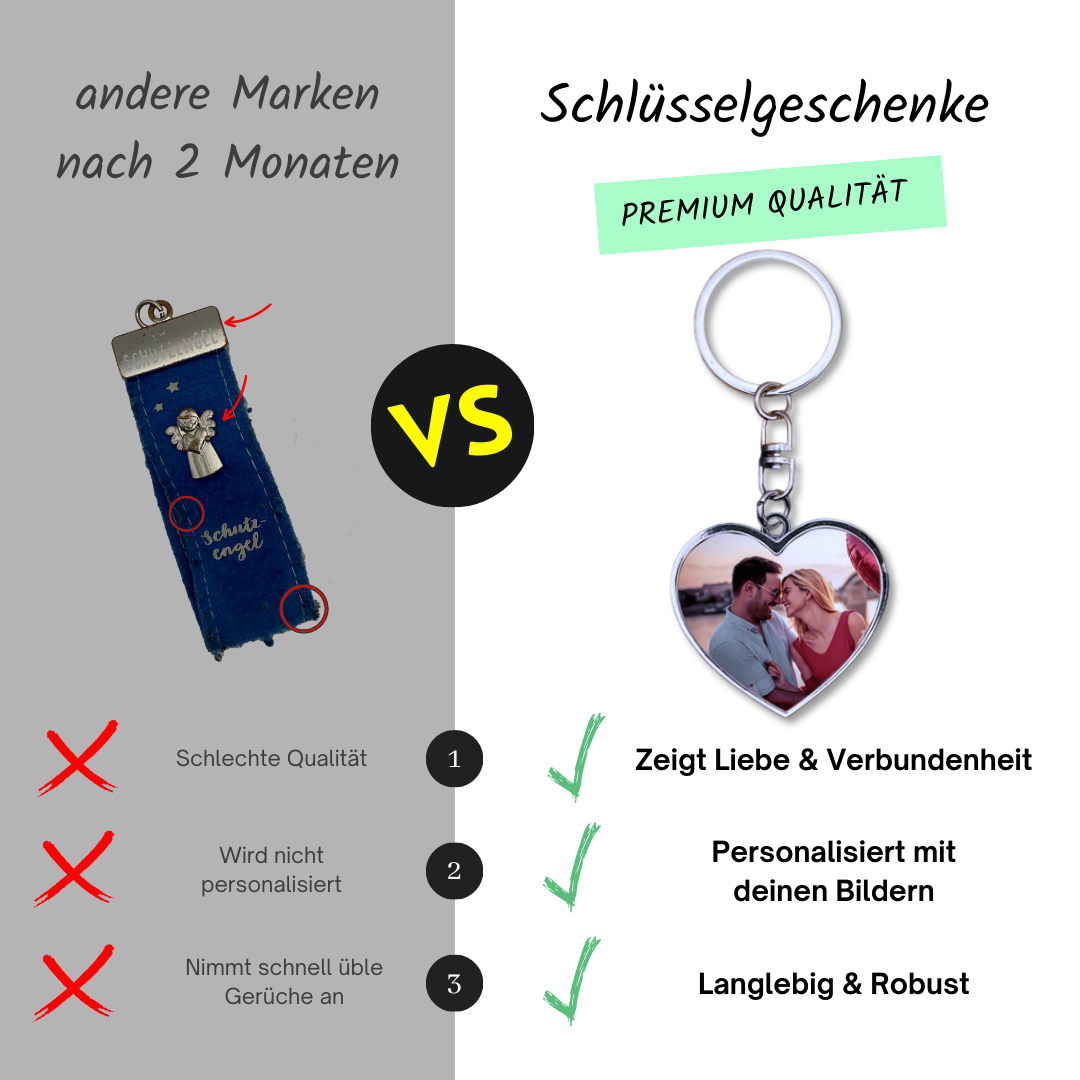 Personalisierter Schlüsselanhänger | Doppelseitiges Herz